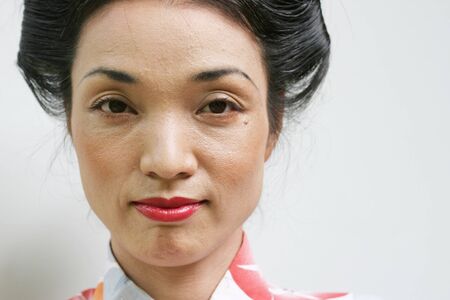 Close-up portrait of a beautiful Japanese woman.の写真素材