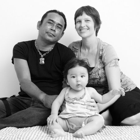 Portrait of a multi-ethnic family: Thai/American.の写真素材