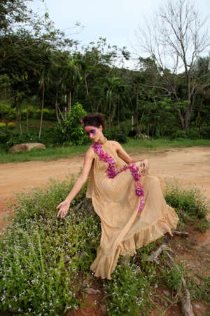 Fashion image with bold make-up and modern hairstyle.の写真素材