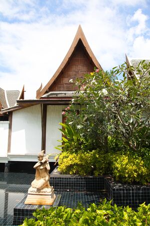 Exterior of a traditional building in Thailand - travel and tourism.のeditorial素材