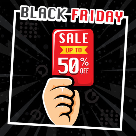 black friday design template with hand holding cardのイラスト素材