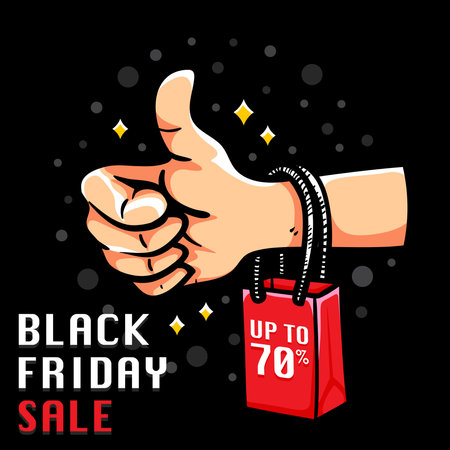 black friday sale shopping with thumb illustrationのイラスト素材