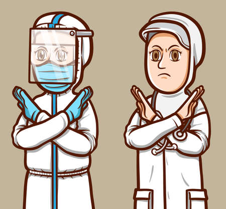 stock vector female doctors in arms crossed pose isolated illustrationのイラスト素材