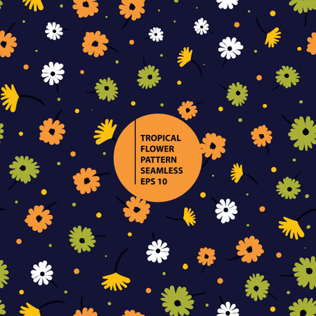 cute tropical flower pattern seamless illustrationのイラスト素材