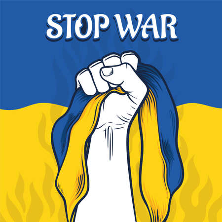fist hand stop war in ukraine illustrationのイラスト素材