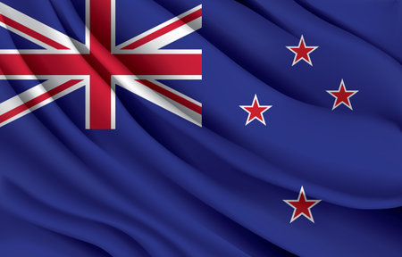new zealand national flag waving realistic vector illustrationのイラスト素材