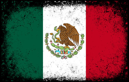 old dirty grunge vintage mexico national flag illustrationのイラスト素材