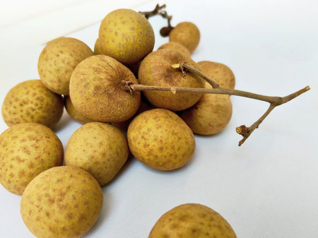 Fresh longan fruit on white background. Fresh longan fruit.