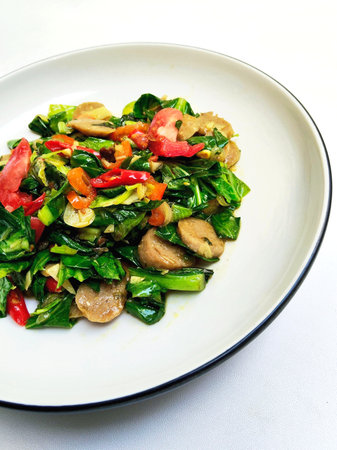 A Plate of Tumis Keciwis with Meatballs, an Authentic Sundanese Recipeの写真素材