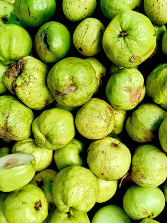 Fresh guava fruit in the market for background. (Psidium guajava)の写真素材