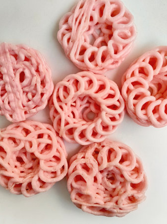 Vibrant Pink Kerupuk as a Traditional Asian Snack
