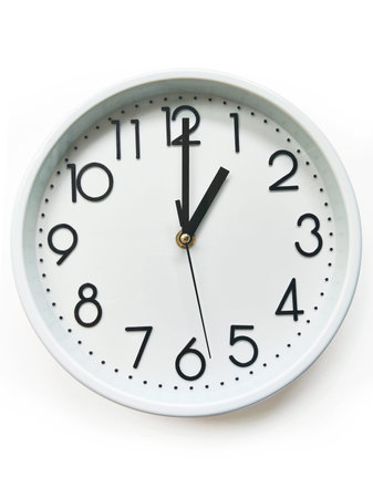 White Circular Clock With Bold Black Numeric Display
