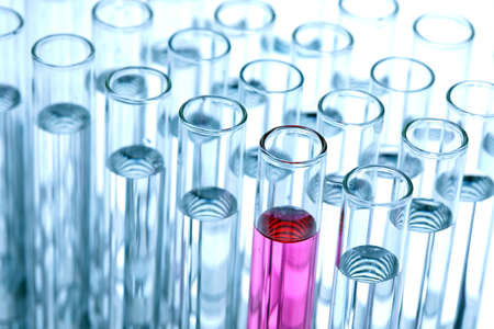 Test tubes in a laboratory experiment in chemistryの写真素材