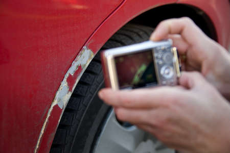 Assessment of an accident damageの写真素材