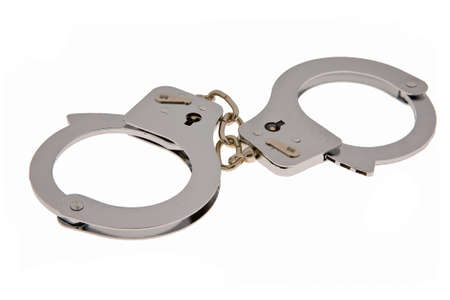 handcuffs isolated on whiteの写真素材