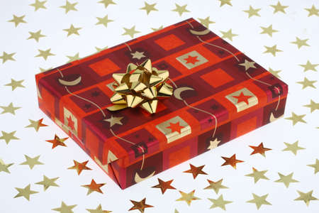 a red christmas present boxの写真素材