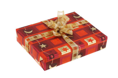 a red christmas present boxの写真素材