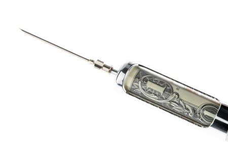 Money inside syringe. Horizontally framed shot.の写真素材
