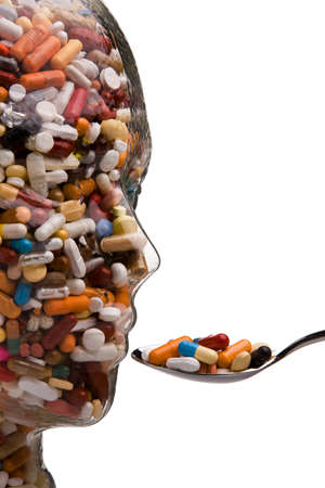 Many different tablets and medicines in a Bowl Many different tablets and medicines in a Bowl