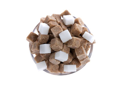 White and brown sugar. Unhealthy diet with carbohydratesの写真素材