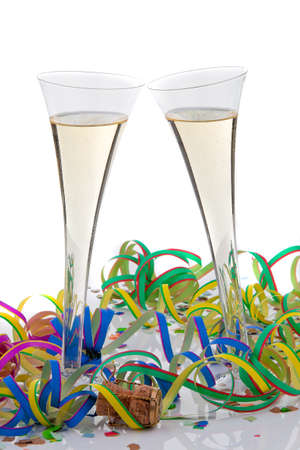 Sparkling wine or champagne glasses. Photo icon for celebrations and New Year.の写真素材