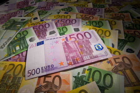 Many Euro banknotes money. Image Photos of wealth