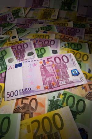 Many Euro banknotes money. Image Photos of wealthの写真素材