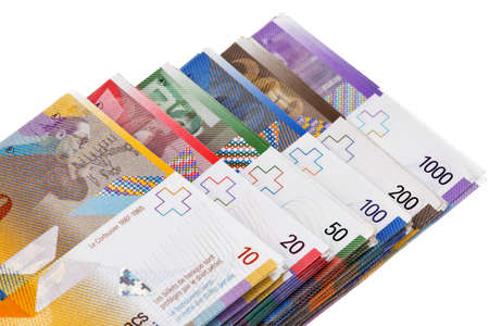 Swiss Francs, money and currency of Switzerlandの写真素材