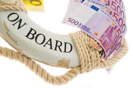 Life ring and ? money, image and public debt crisis.の写真素材