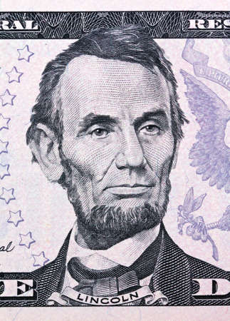 Detail of American dollar bills. Lincolnの写真素材