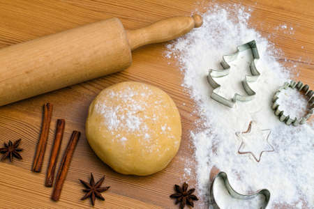 Baking cookies and biscuits during Advent. Preparing for Christmasの写真素材