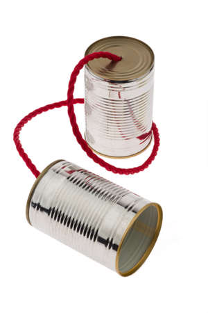 Two tin cans with string as a symbol fKommunikation photo.