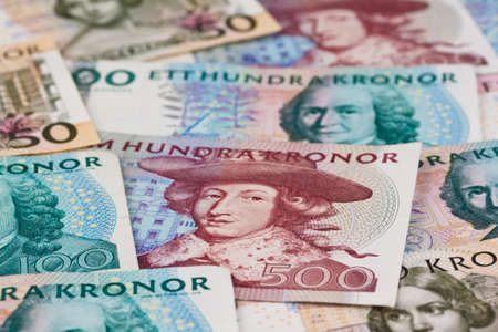 Swedish krona, the currency of Sweden. Several bills.の写真素材