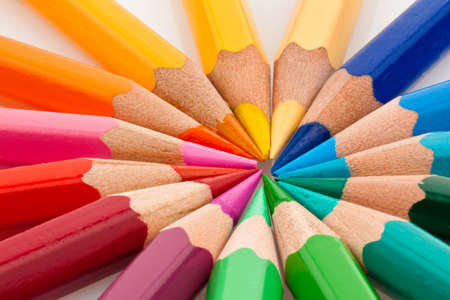 Many different colored pencils on white background Many different colored pencils on white background