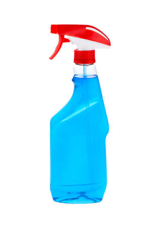 A bottle of cleaning fluid. Bottle isolated against white background.の写真素材