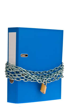 A file folder with chain and padlock closed. Privacy and data security.の写真素材