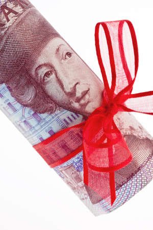 Swedish krona, the currency of Sweden. With red stitch.