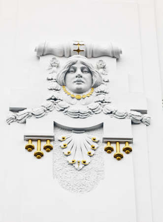 A beautifully renovated art nouveau building. Renovation of old town houses.の写真素材