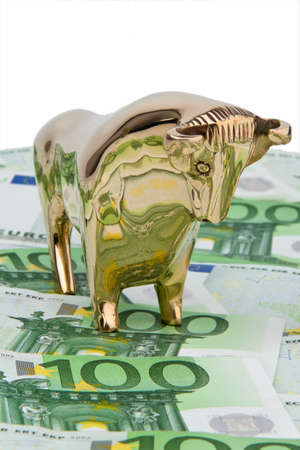 Many Euro-banknotes. Bull and Bear. Secure Investmentの写真素材