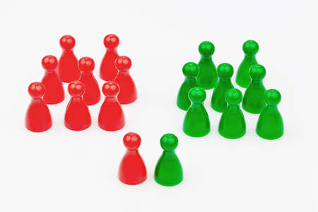 Red and green characters. Coalition government between red and green.の写真素材
