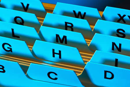Alphabetical index for sorting cards. Customer addresses and patient data.の写真素材