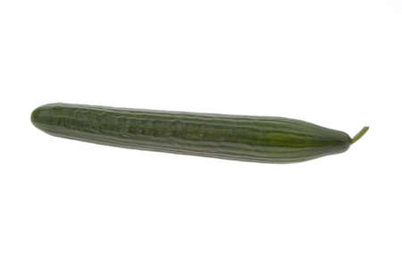 A cucumber is on a white backgroundの写真素材
