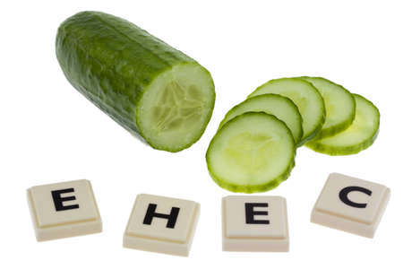 A cucumber as a symbol of EHEC diseaseの写真素材