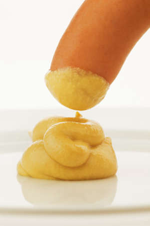 A pair of Vienna sausage on a plate. Frankfurtersの写真素材