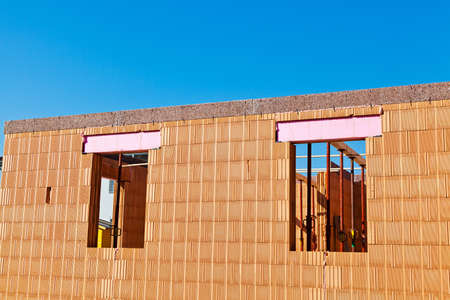 a brick shell of a building in situ. built in brick.の写真素材