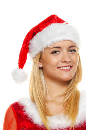 portrait of a woman as santa claus at christmasの写真素材