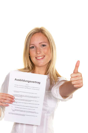 a young woman with a training contract was successful at interview.の写真素材