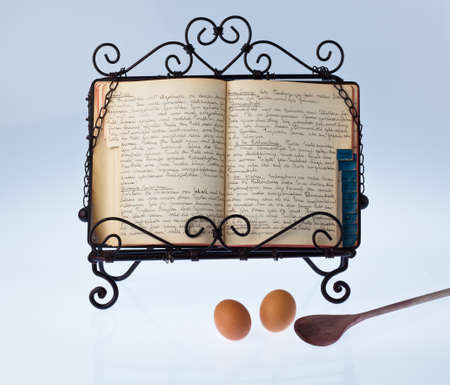 an old handwritten cookbook with recipes. old recipes.の写真素材