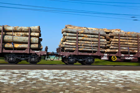 the wagons of a goods train on railroad tracks. umweltrfreundlicher transport of goodsの写真素材