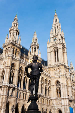 the town hall in vienna at the town hall square. seat of the mayorの写真素材